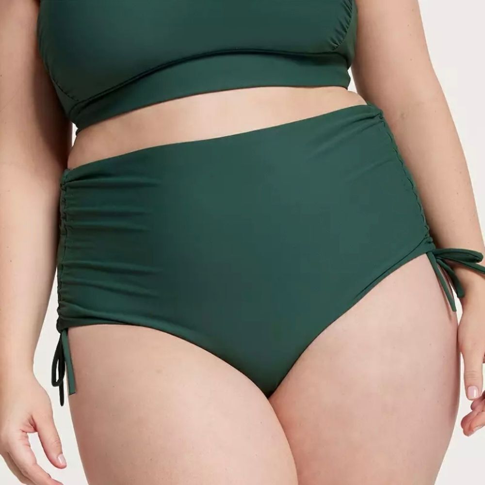 1222 NWT CALIA Women's High Waisted Ruched Side Tie Swim Bottoms